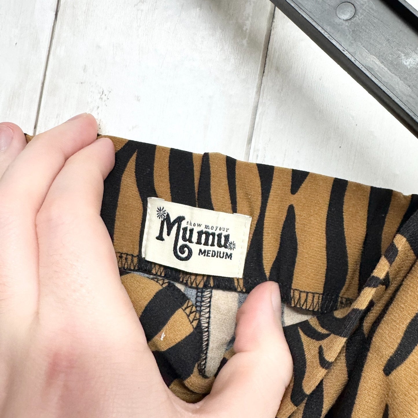 Show Me Your Mumu Skirt Women Medium Why Knot Taupe Tiger Mini Pull On Animal