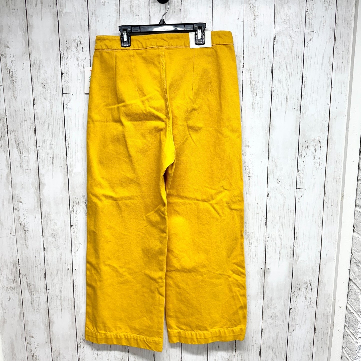 Weekday Pants Women Size 42 Vida Denim Trouser Yellow High Rise Zip Fly Pockets