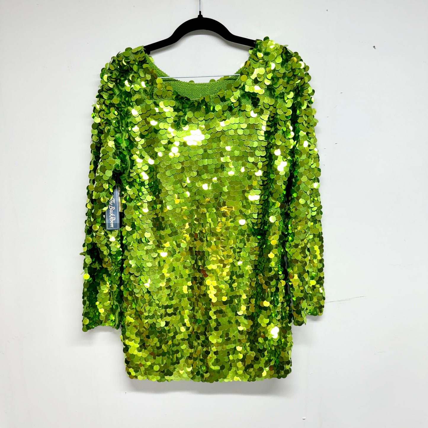 Vintage 80's Adrienne Vittadini Green Long Sleeve Sequin Top Size Small NWT