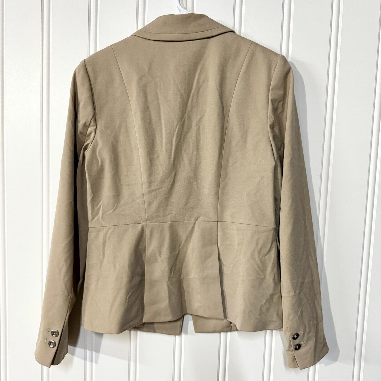 White House Black Market Blazer Tan Single Breasted Double Collared Size 8