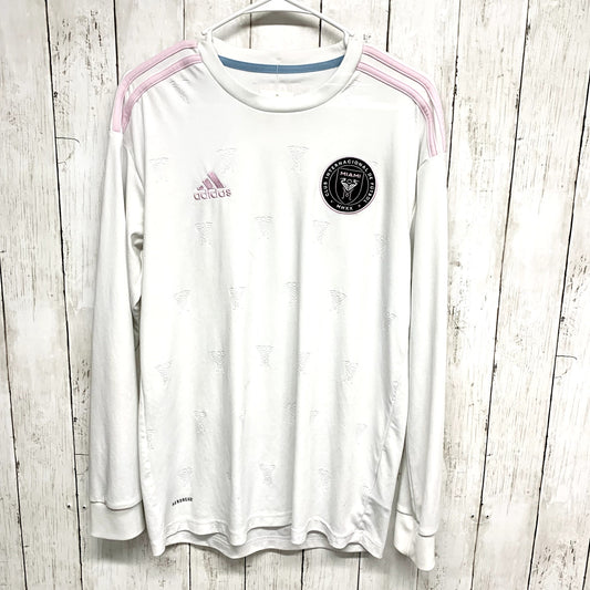 Adidas Women Size M White Inter Miami CF Aeroready MLS Soccer Casual Jersey LS