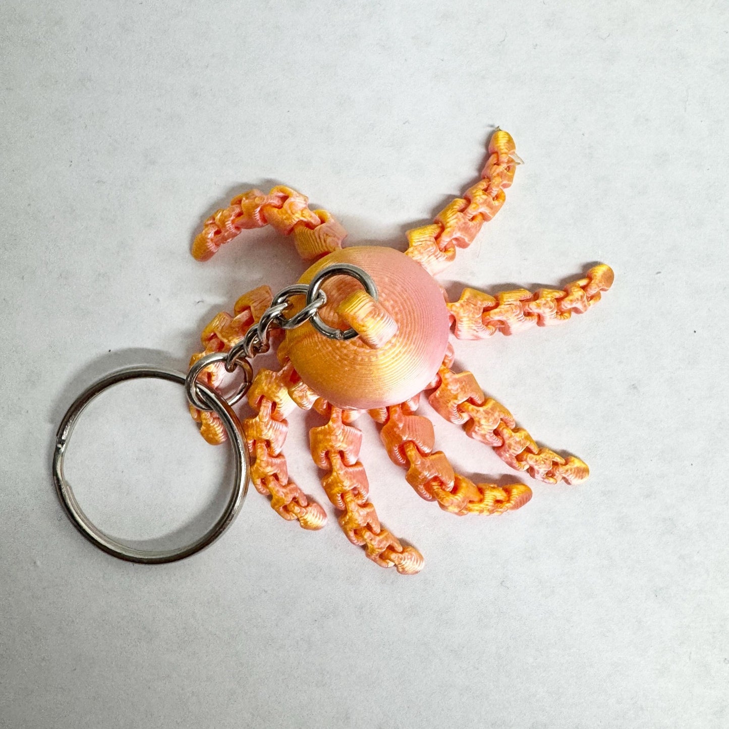 Eradesant 3D Printed Pink/Orange Octopus Keychain Unique Design Orange Colorful Octopus Charm Animal Key Accessory Practical & Fun