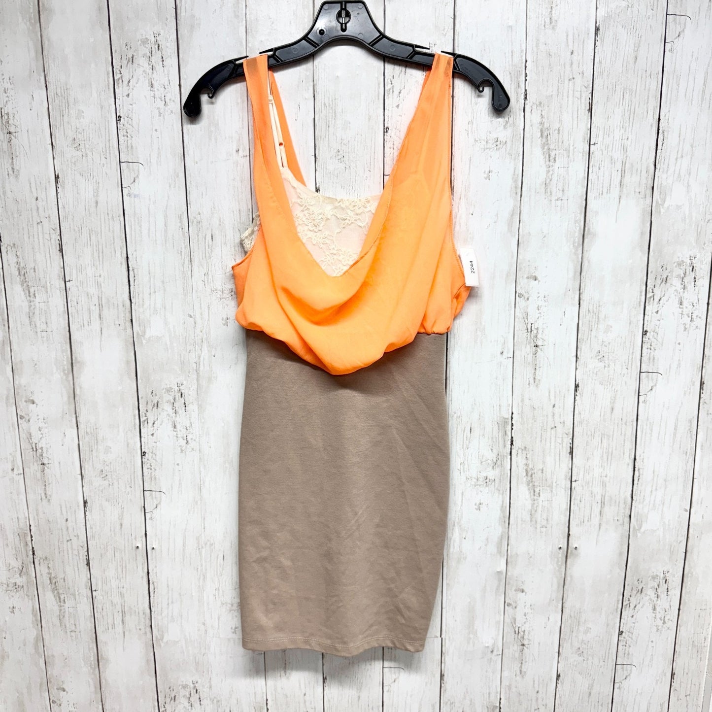 Lulus Dress Women Size Small Orange Tan Zip Back Lined Top Sleeveless Bodycon