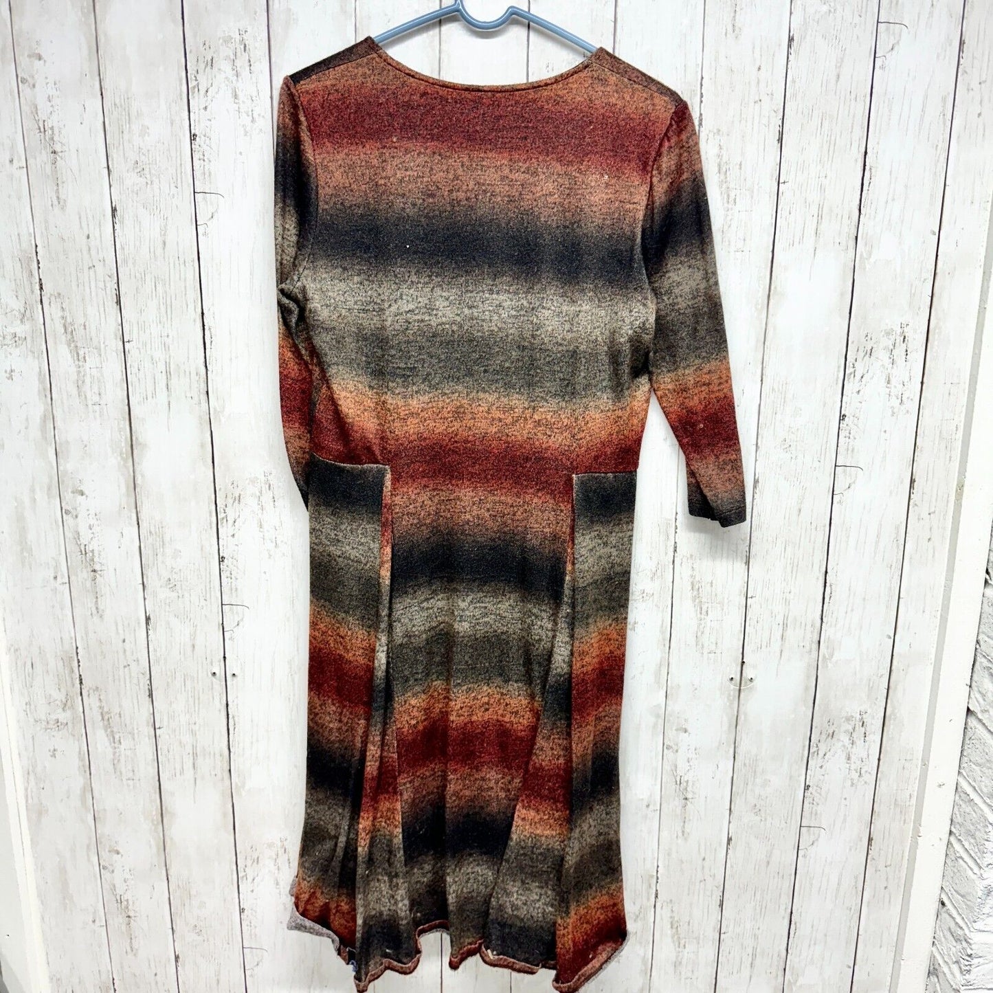 BETHANY Dress Women Size M Long Sleeve Mini Striped A line Mini Brown Pleated