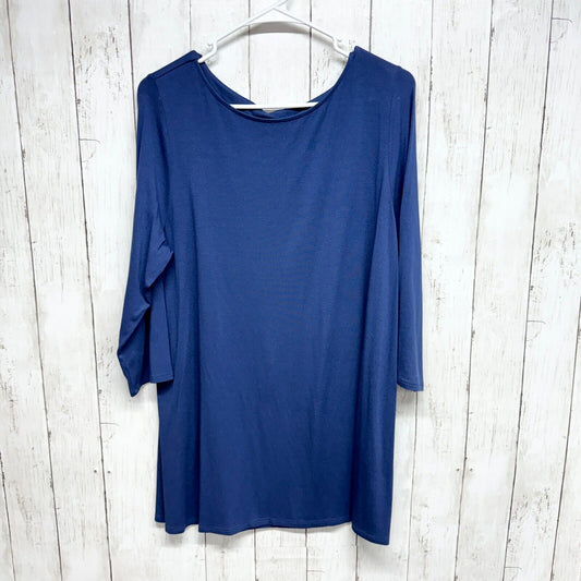 J.JILL Tunic Top Women Size L Blue 3/4 Long Sleeve Round Neck Rayon Lightweight