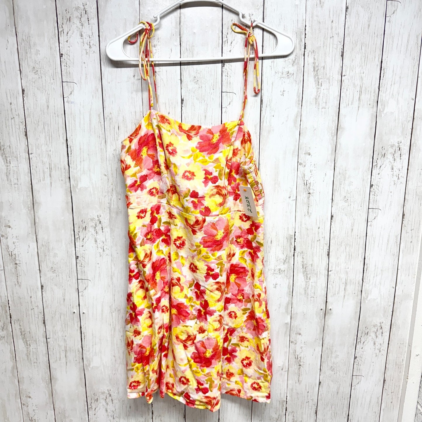 Old Navy Dress Women Size Medium Multicolor Floral Smocked Linen Sleeveless Mini