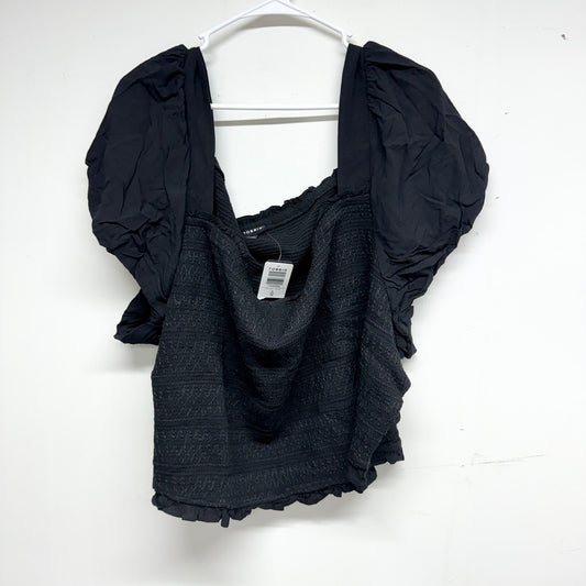 Torrid Short Sleeve Eyelet Jersey Babydoll Blouse Top Size 6X Black Peplum New