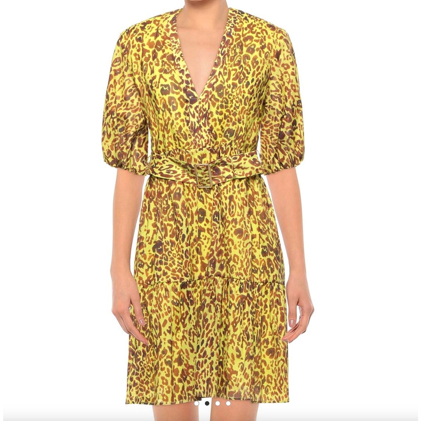 PINKO Women Belted Button Down Belted Leopard Print Mini Dress Size 4