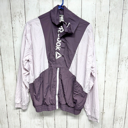 REEBOK Jacket Women Size M Purple Zip Up Windbreaker Hooded Outdoor Rain Jacket