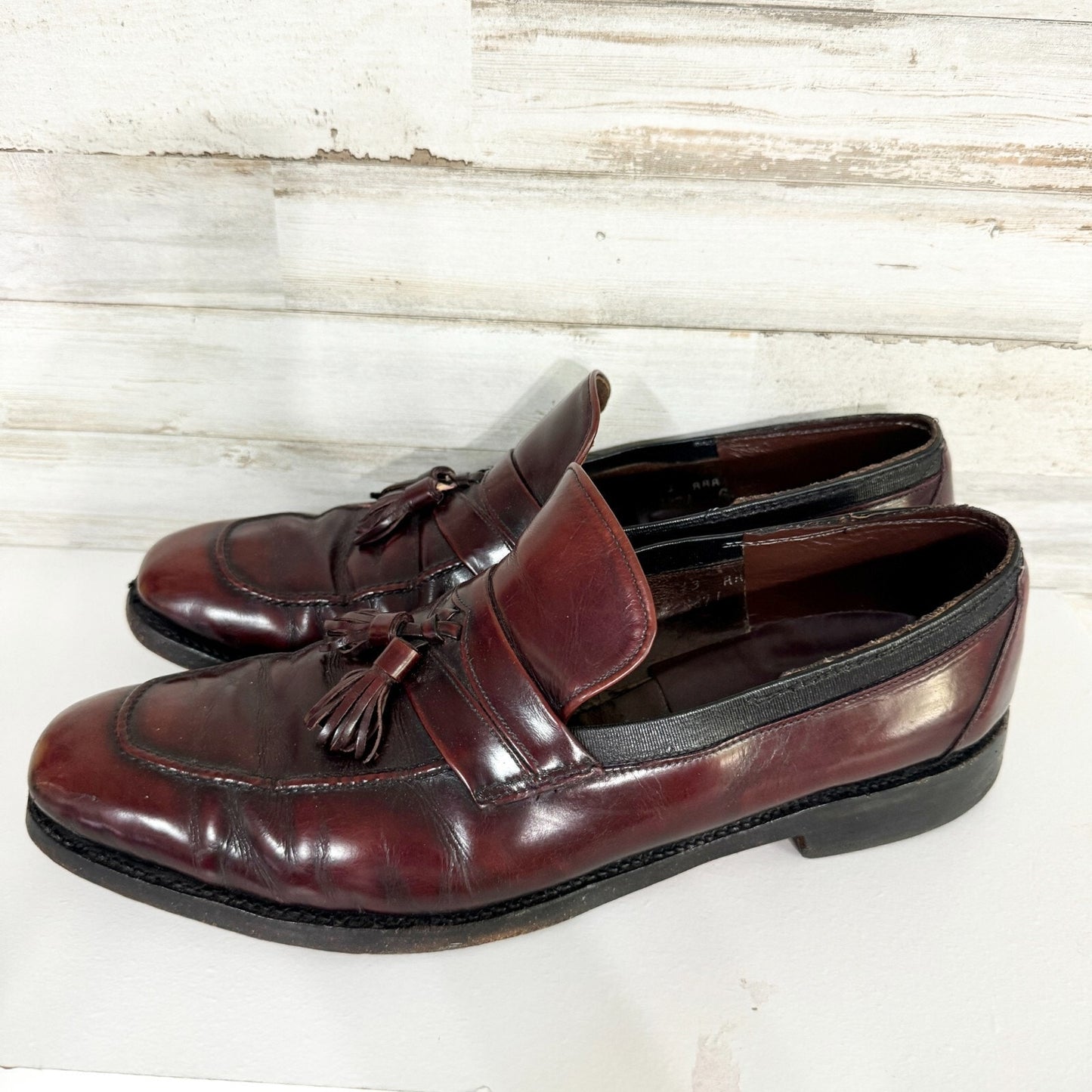 Allen Edmonds Loafers Mens Biscayne 11.5 Burgundy Leather Tassel Shoes Vintage