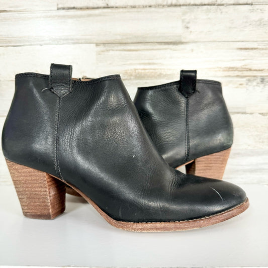 Madewell Women The Billie Black Side Zipper Leather Ankle Bootie Size 8