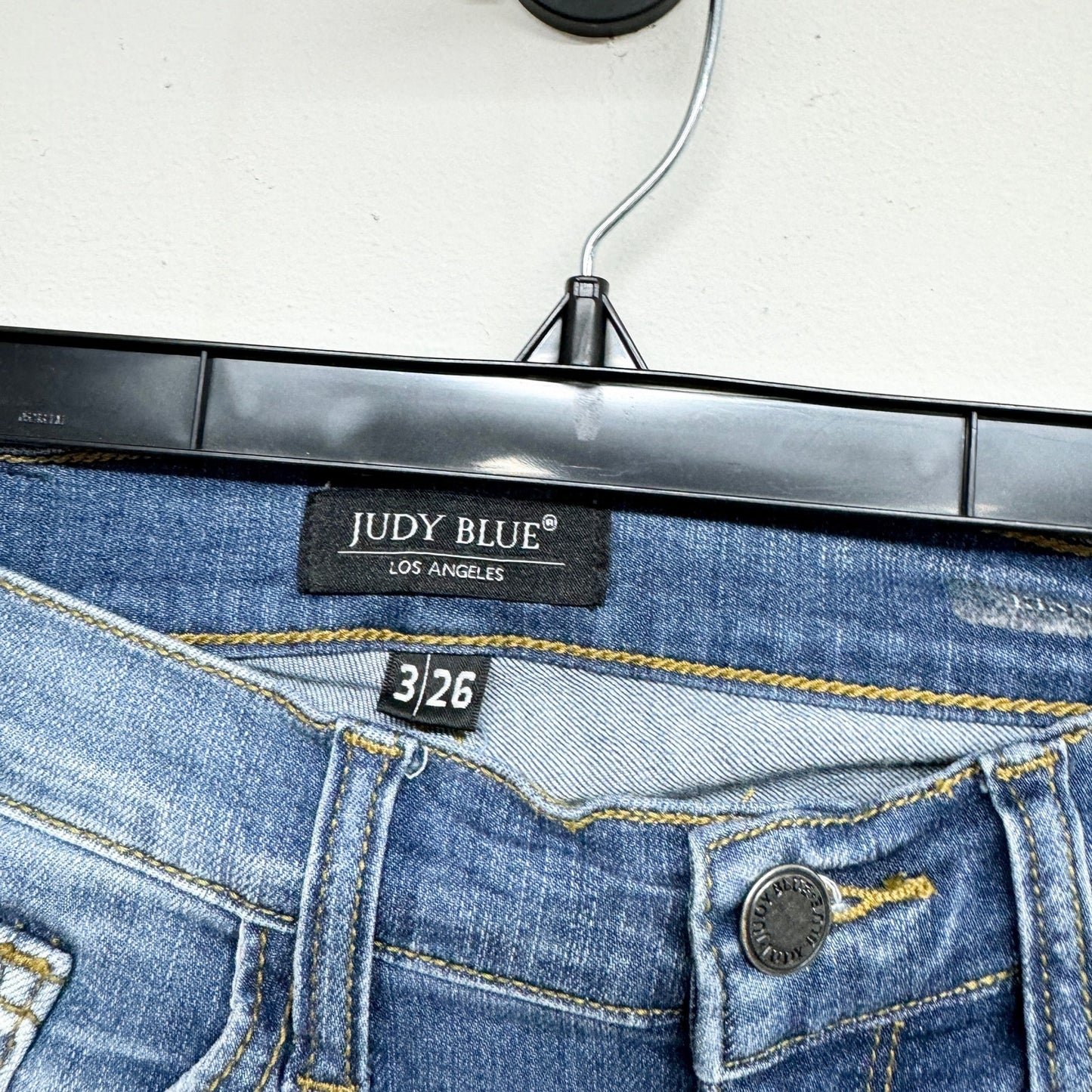 JUDY BLUE Women Patched Rip Skinny Dark Washed Jeans Stretch Raw Hem 3/26