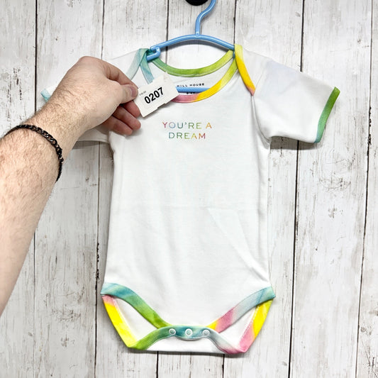 Hill House BodysuitBaby Size 6-9M White Short Sleeve You're A Dream Rainbow NWOT