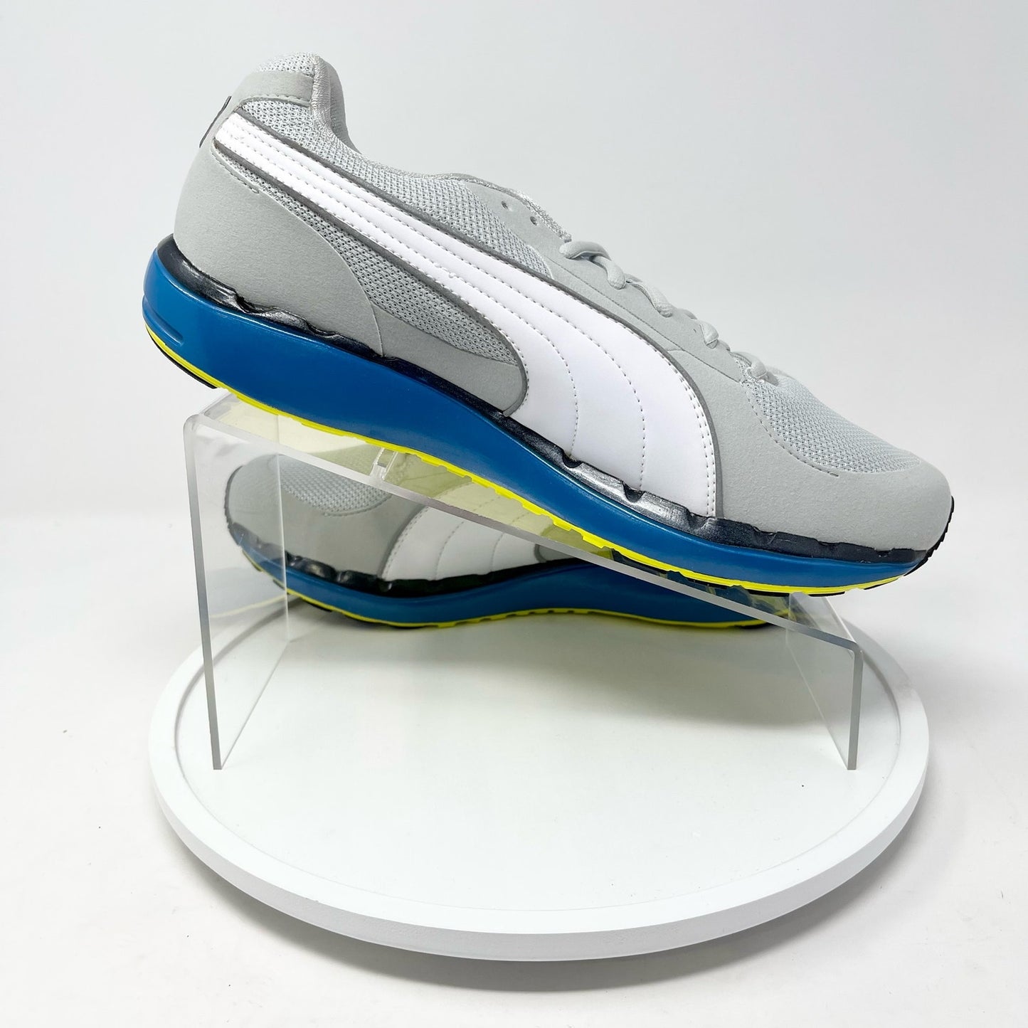 Puma Womens BioRide Gray, White & Blue Athletic cross Country Running Shoe  8.5