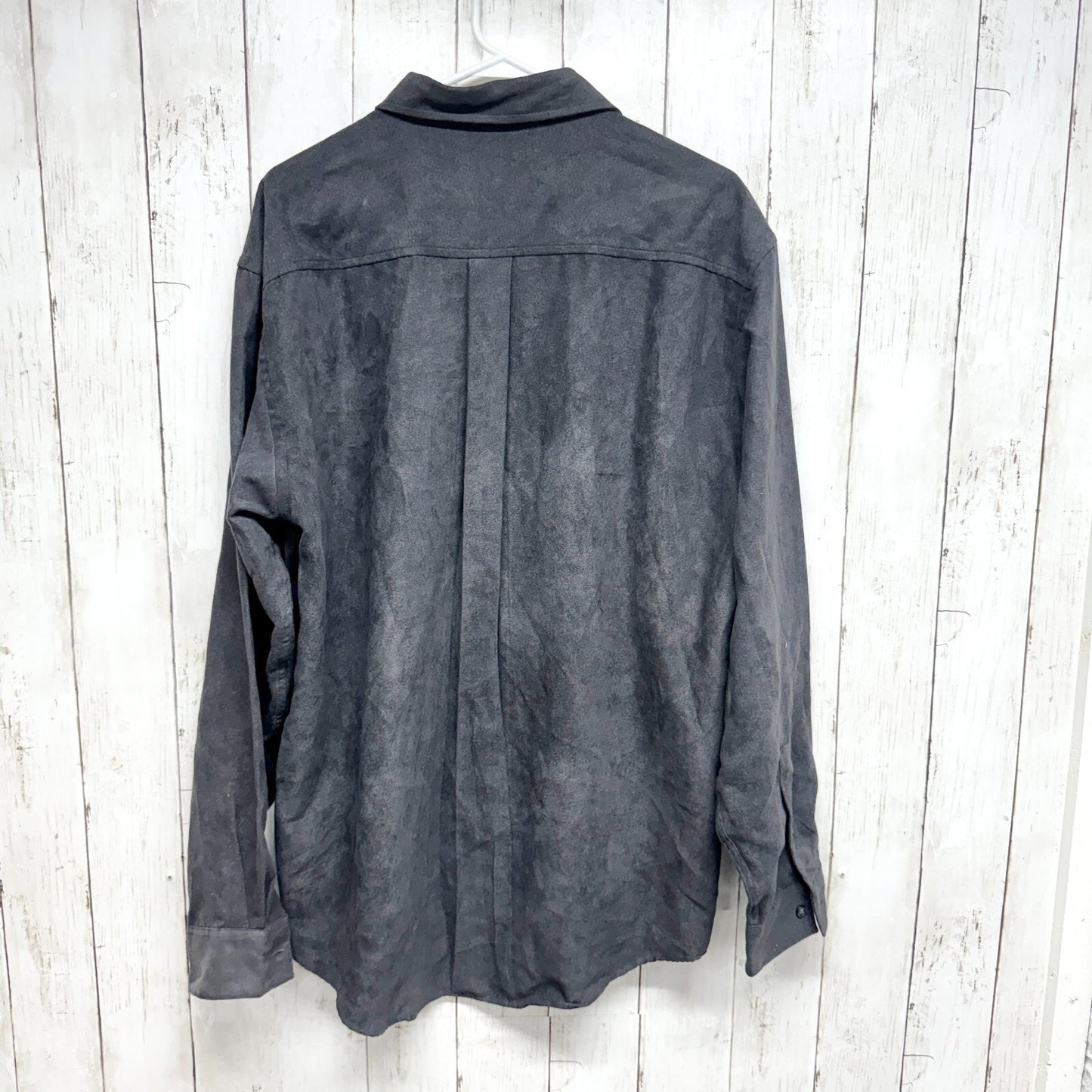 Alfani Chest Pocket Button Up Shirt Men's Large Long Sleeve Gray Polyblend