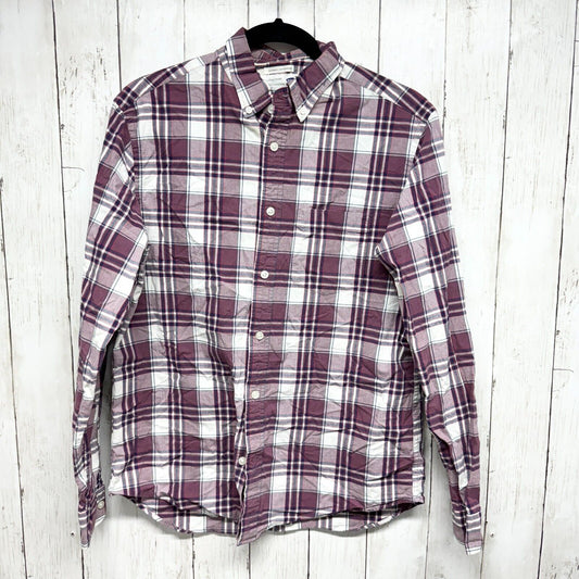 OLD NAVY Button Down Men M Plaid Long Sleeve Collared Cotton Fall Lumberjack