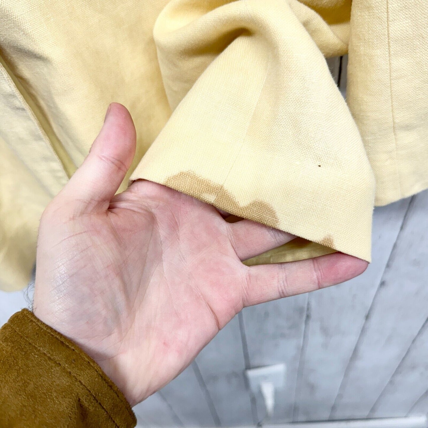 Clifford & Willis Suit Jacket Women Size 8 Yellow Single Breasted 100% Linen