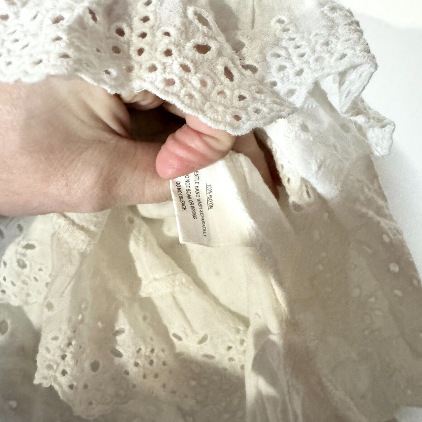 Princess Polly Dress Women Size 4 Ruffled Pleated Mini White Cottage Flared Lace