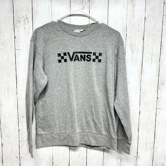 VANS Sweater Women Size XS Crewneck Long Sleeve Cotton Graphic Grey Logo
