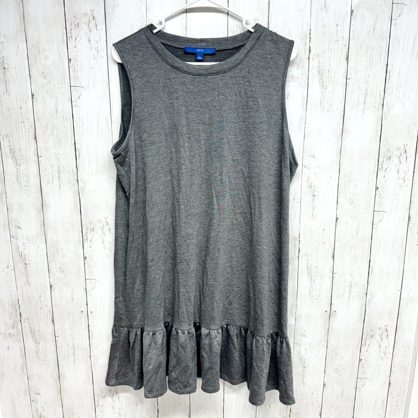 Apt. 9 Dress Women Size XL Gray Sleeveless Tunic Ruffle Bottom Casual Business