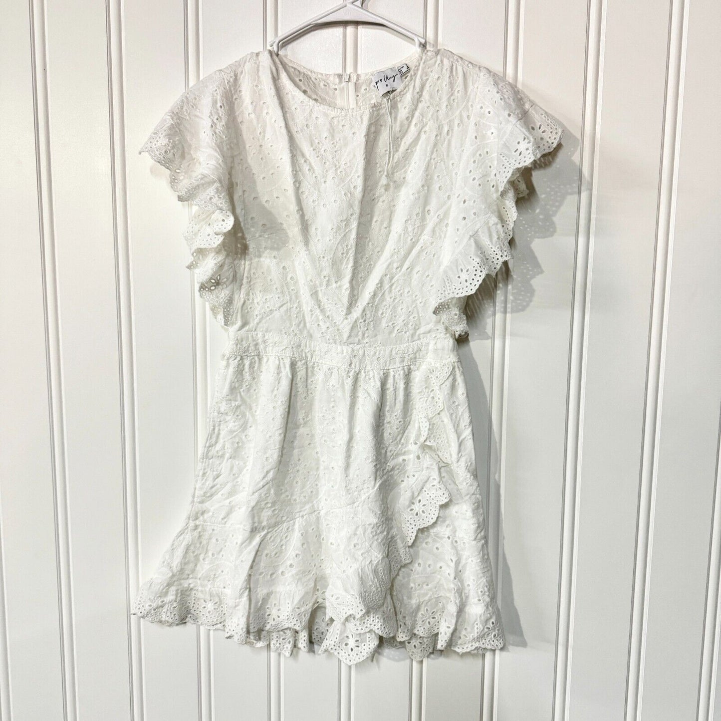 Princess Polly Dress Women Size 4 Ruffled Pleated Mini White Cottage Flared Lace