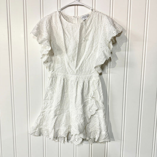 Princess Polly Dress Women Size 4 Ruffled Pleated Mini White Cottage Flared Lace