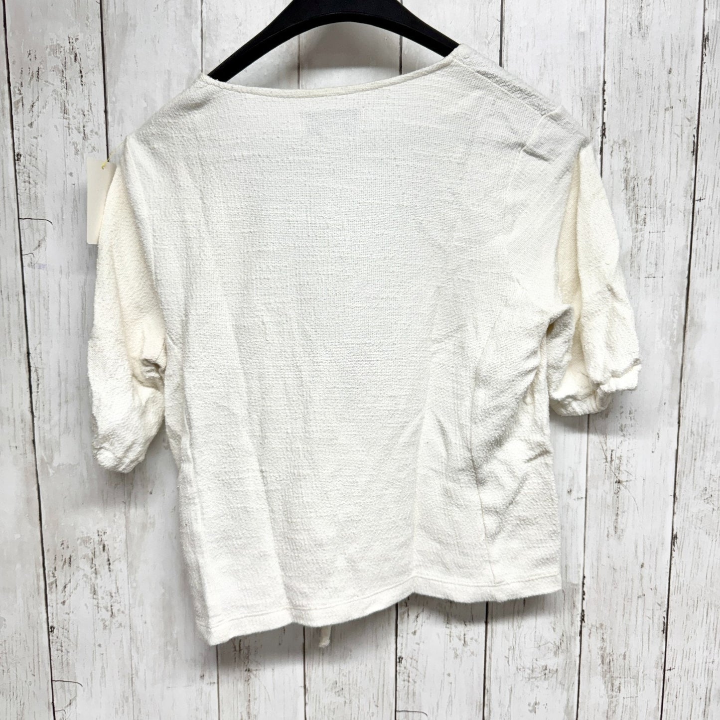 Madewell Texture & Thread Top Women Size XXS Ivory Wrap Tie Short Sleeve Blouse