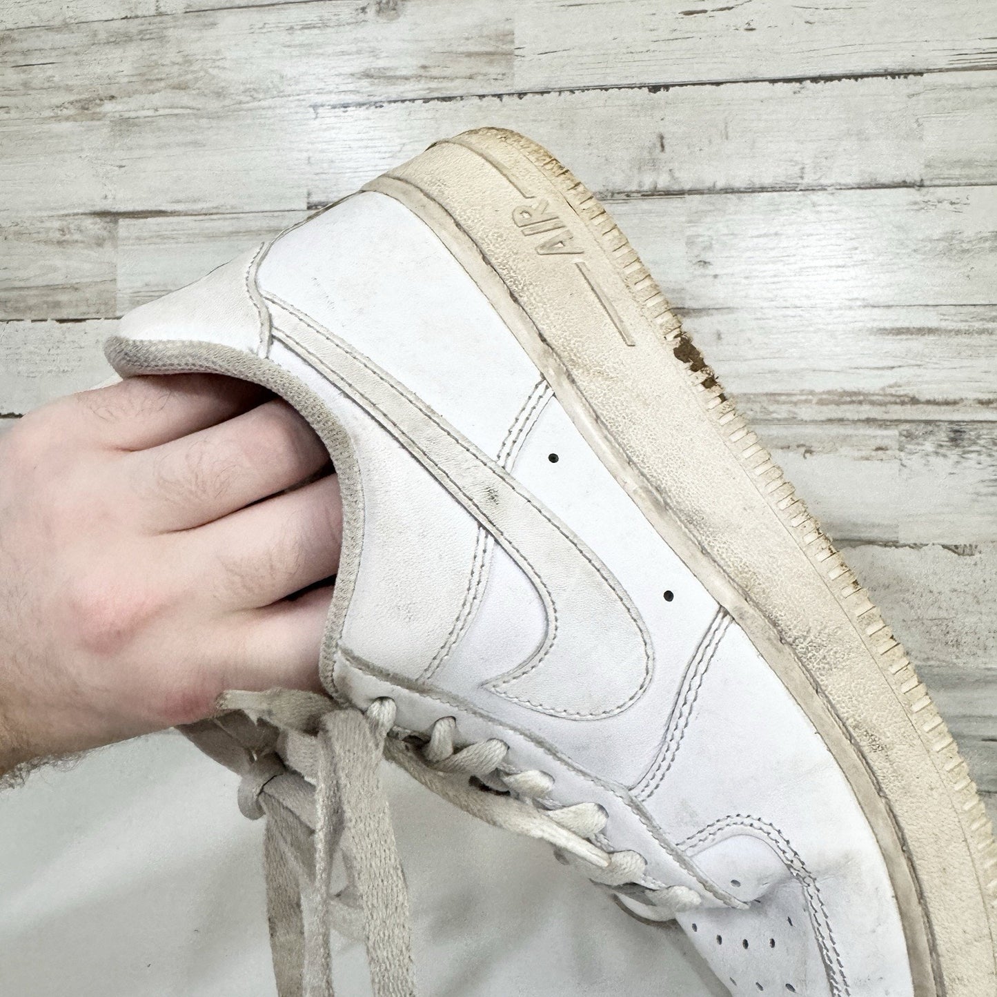 Nike Shoes Size 7.5 Air Force 1 White Leather Low Top Sneakers Lace Up Casual