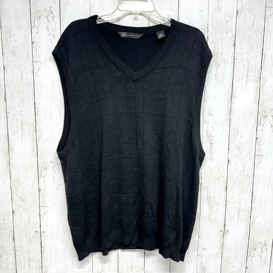 BACHRACH Vest Men XXL 100% Sleeveless Silk V Neck Sweater Vest Charcoal Black