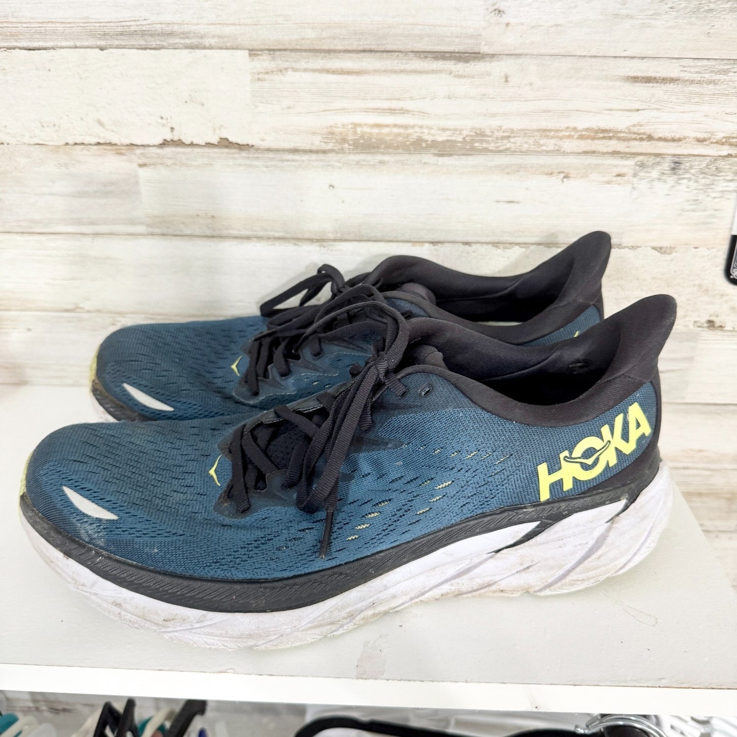 Hoka Shoes Men Size 11.5D Dark Teal Blue Clifton 8 Sneaker Training Running Gym