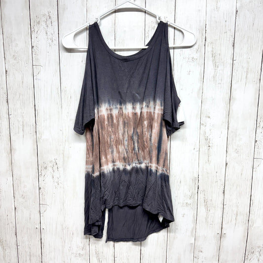 American Eagle Top Tie Dye Cold Shoulder Short Sleeve Blouse Cutout Back Detail