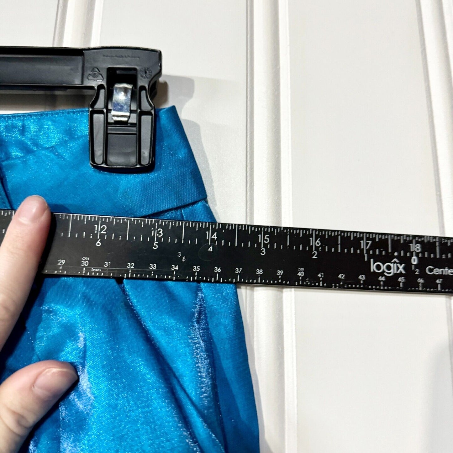NASTY GAL Pants Women Size 4 Blue Metallic Wide Flared Leg High Waisted Retro