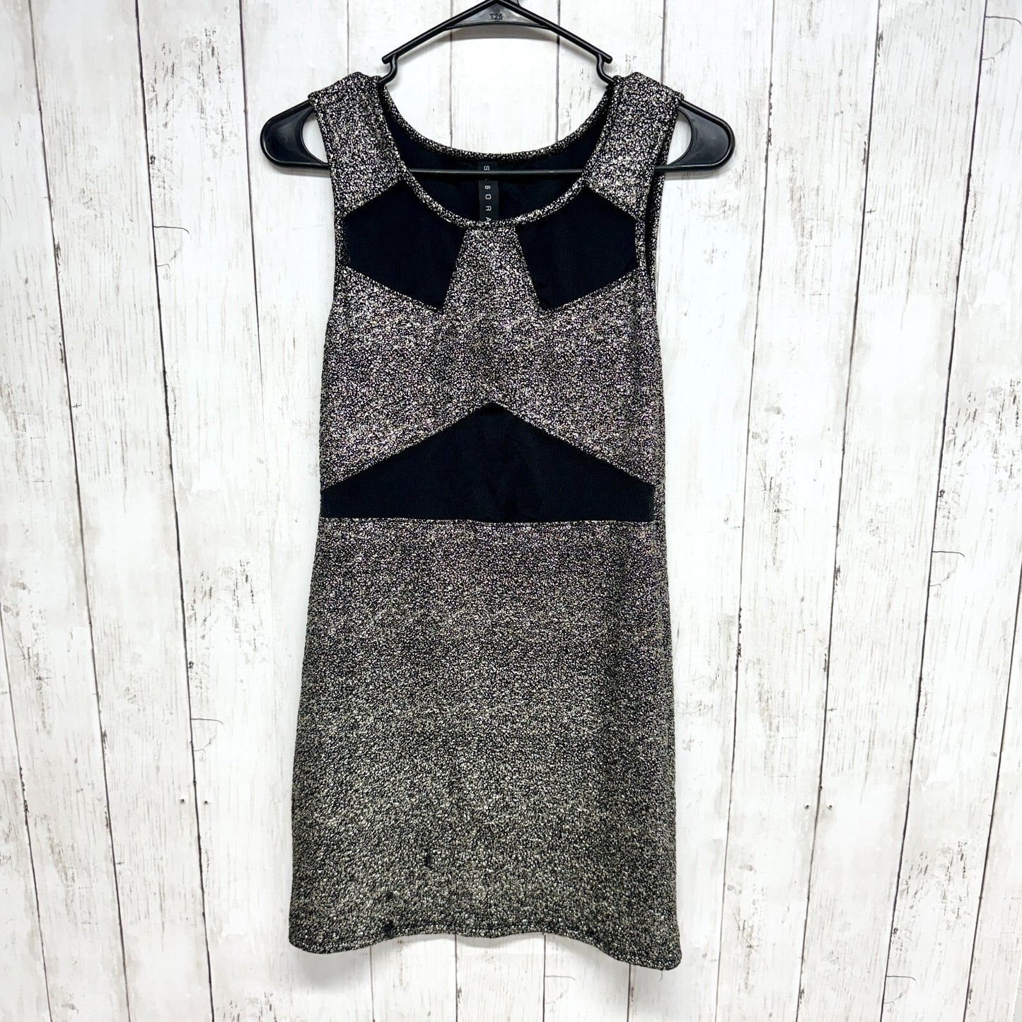 Sabora Dress Women Large Sleeveless Crew Midi Gray Sparkle Pattern Mesh Business