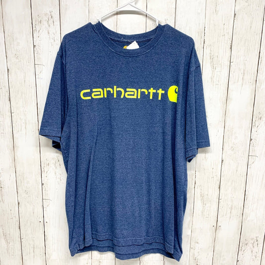 Carhartt Shirt Mens Size Medium Original Fit Short Sleeve Printed Logo Tee Navy