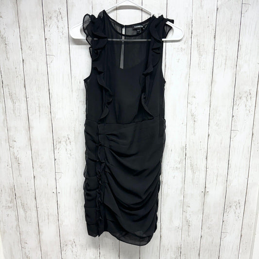 EXPRESS Dress Women Size Small Black Ruffled Mini Sleeveless Sheer Evening