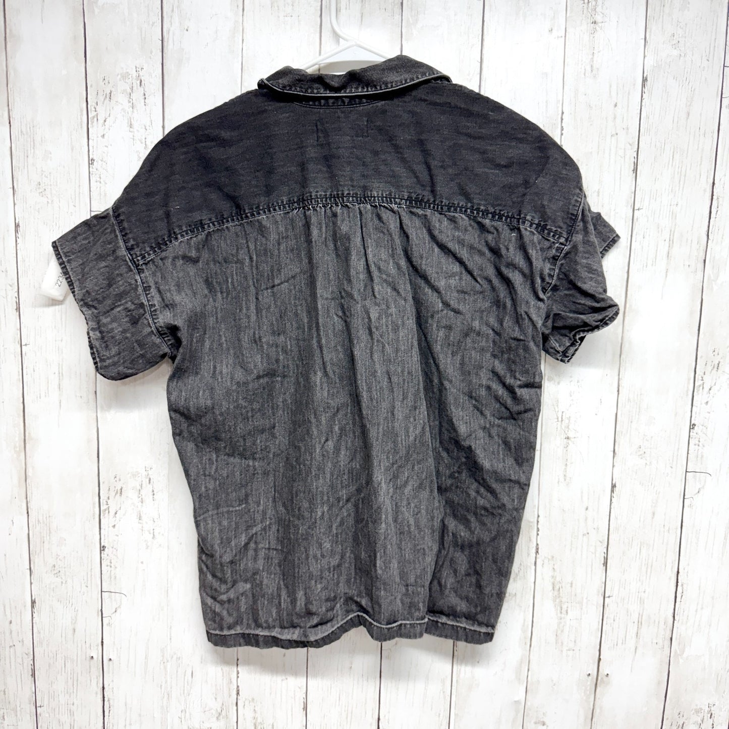 Madewell Top Women Size XS Washed Black Collared Short Sleeve Button Down Blouse