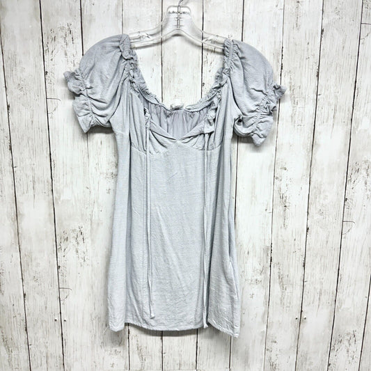 LE LIS Dress Women Size Medium Puff Sleeve Babydoll Mini Sky Blue Ruffled Rayon
