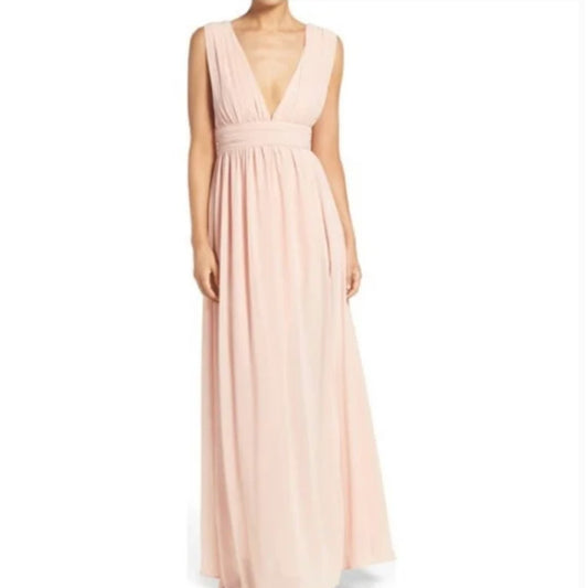 Lulu's Women Pink Heavenly Hues Blush Maxi Dress Size Small