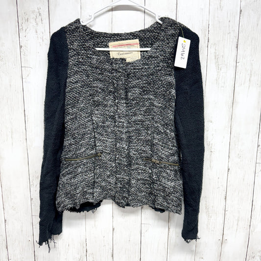 Cartonnier Jacket Women Size Small Black Gray Lurex Knit Tweed Sweater Blazer