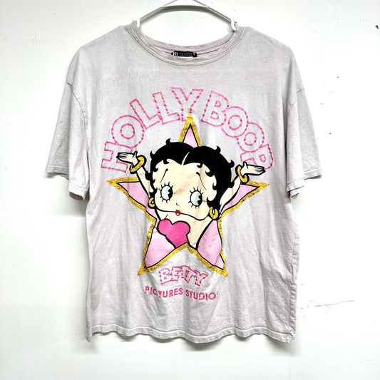 Zara X Betty Boop Pink Graphic Limited Edition Short Sleeve Tee Size Medium