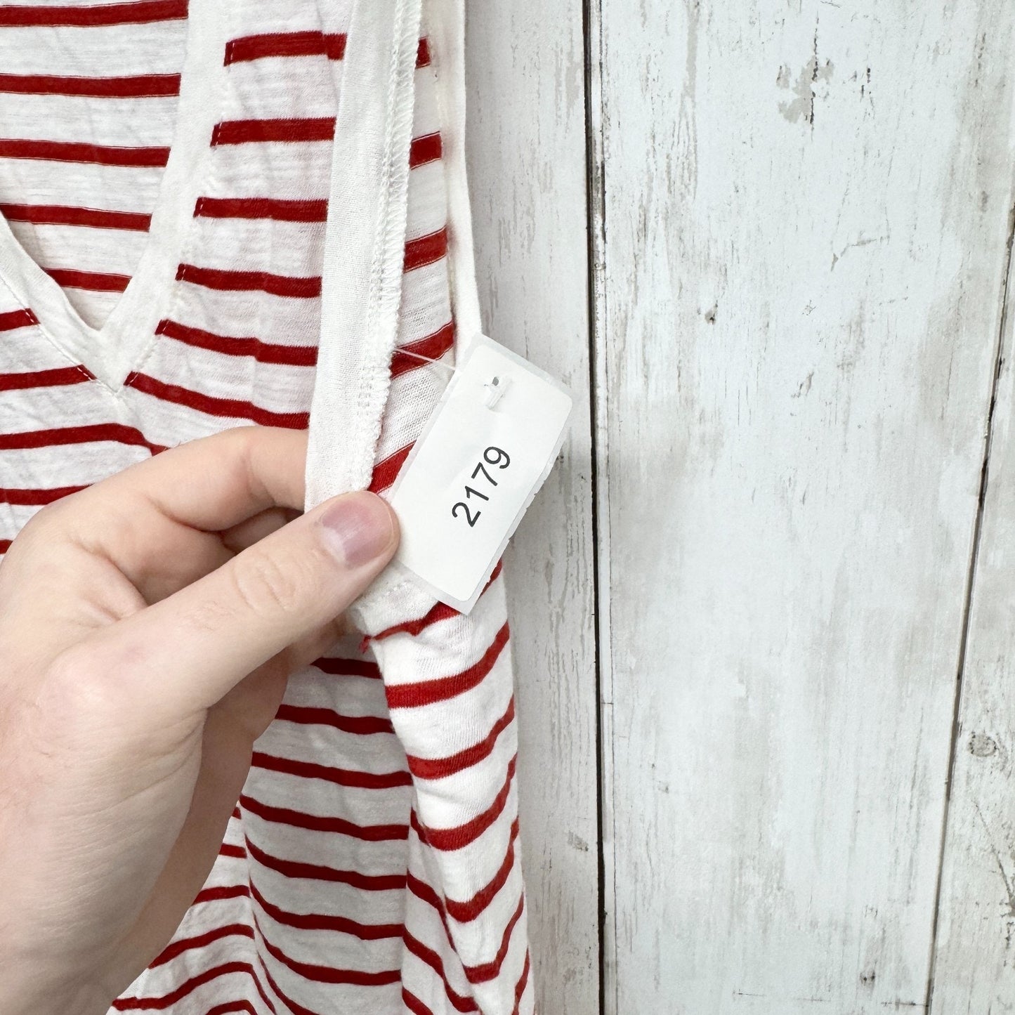 Madewell Blouse Women Size Small V Neck Sleeveless Tank Top Red White Stripe