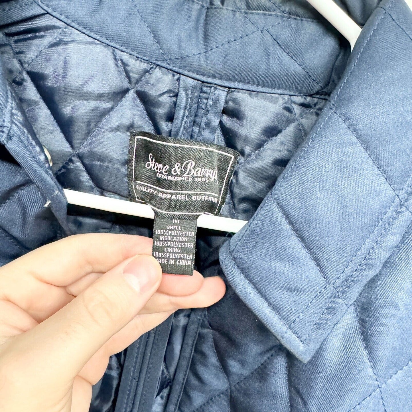 Steve & Barry's Jacket Women Size M Navy Quilted Button Down Collared Pocket