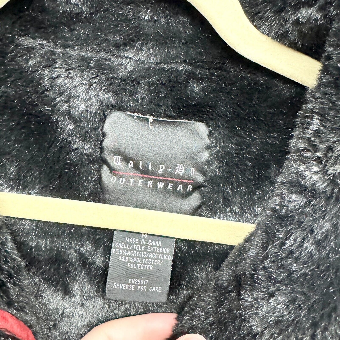 Tally Ho Jacket Women Size M Vintage Faux Sued Zip Up Stitched Boho Fur Down
