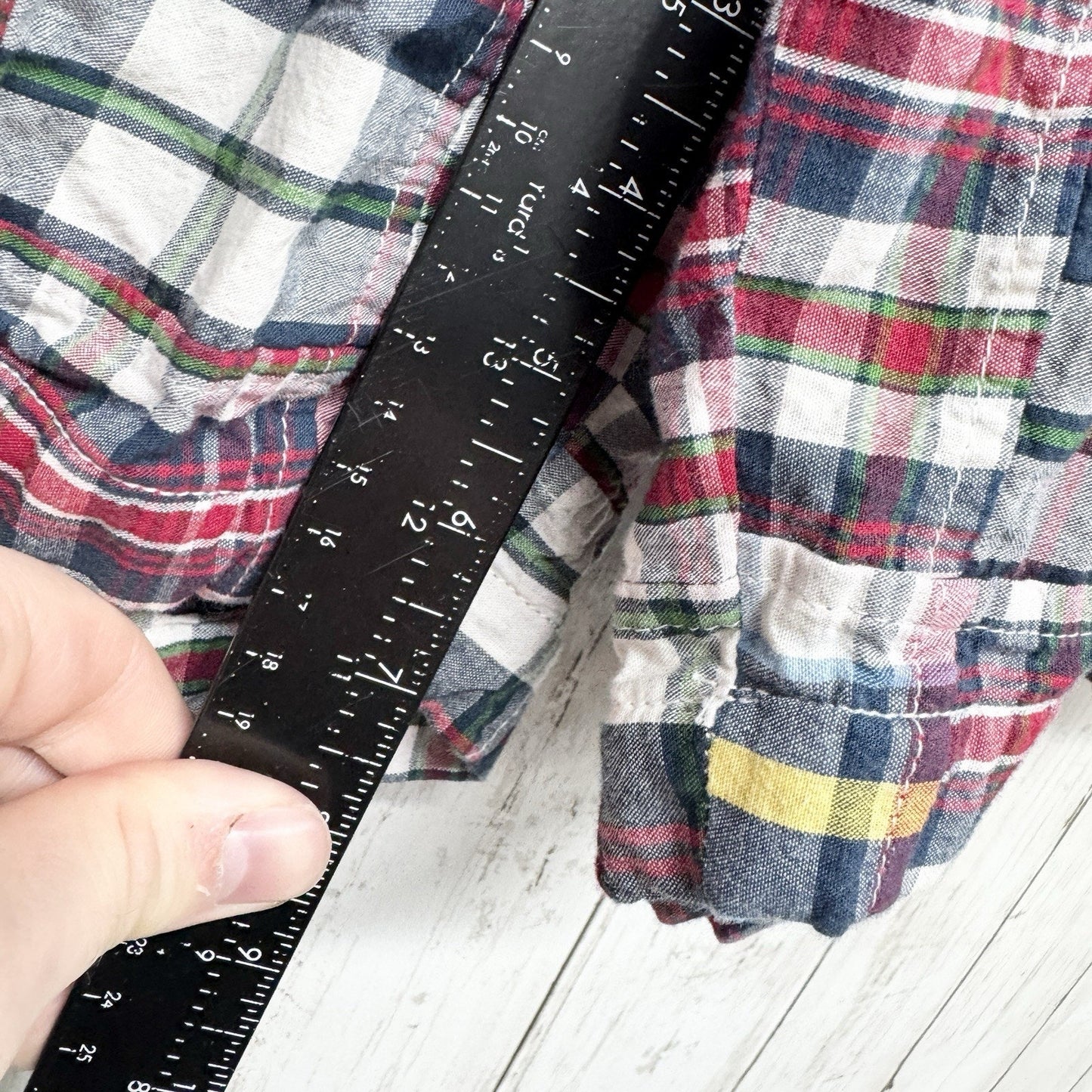 Jos. A. Bank Men Short Size 30 Madras Plaid Patchwork Cotton Chino Shorts Preppy