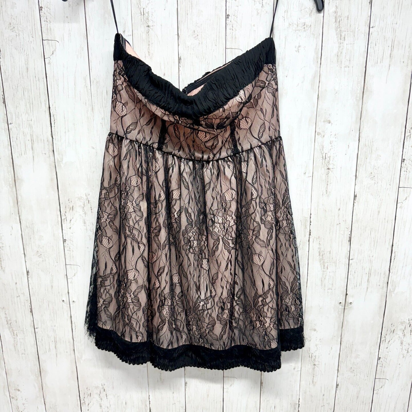 TINSLEPEARL Dress Women Size 4 Strapless Laced Black Trimmed Mini Evening Dress