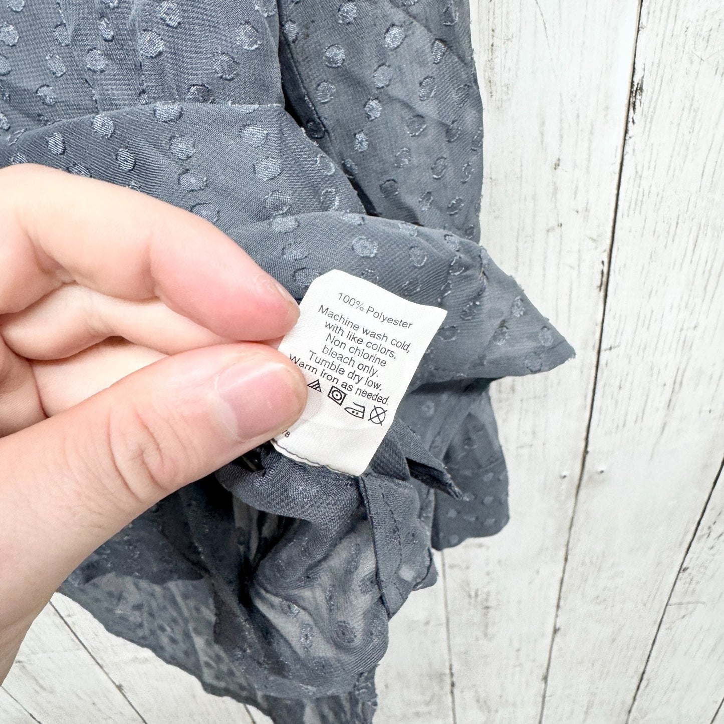 Madewell Top Women Size XS Gray Polka Dot Sheer Long Sleeve Button Down Blouse