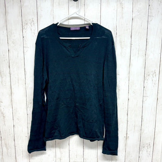 TED BAKER Sweater Women Size 4(10) Black Deep V Long Sleeve Straight Hem Cotton