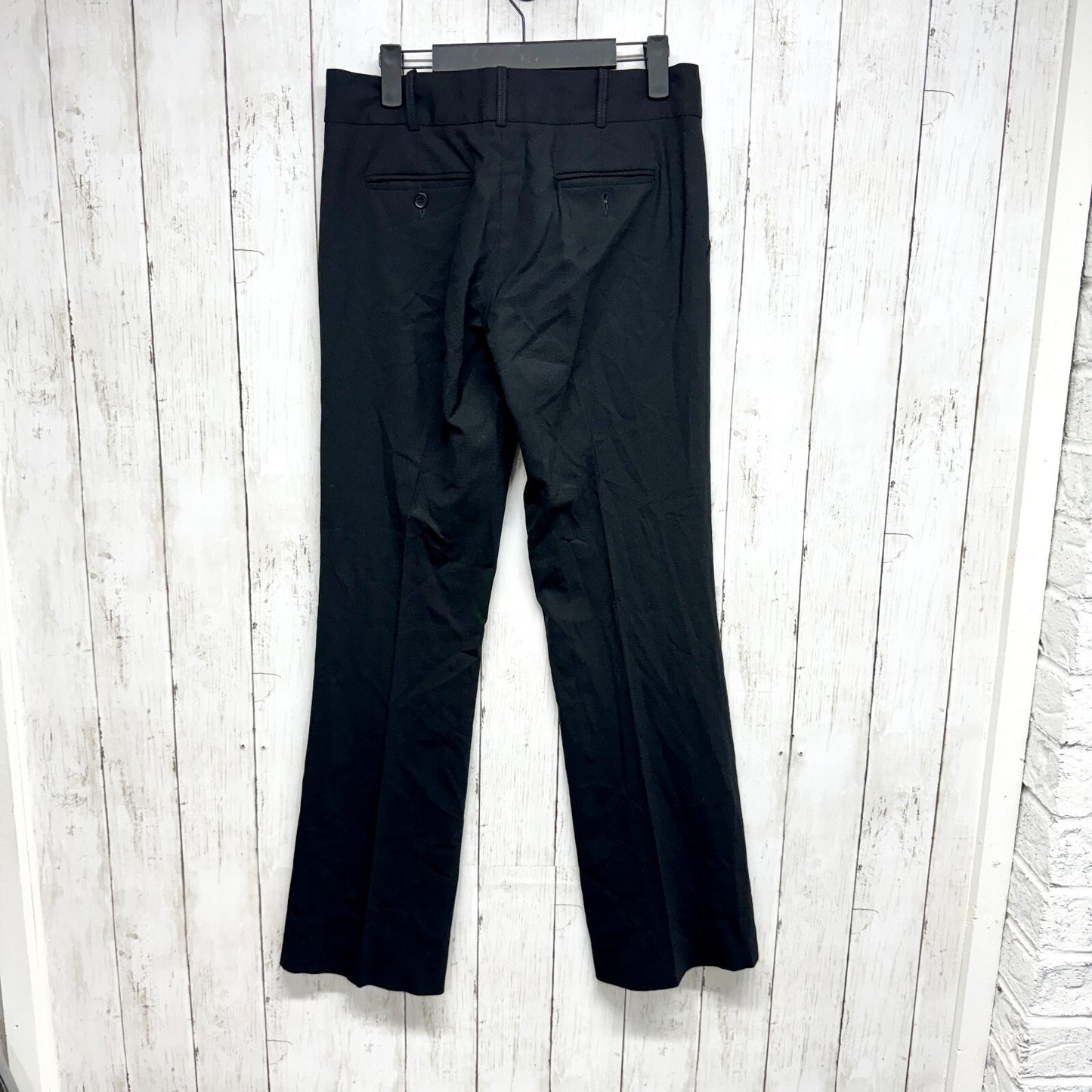 BCBGMAXAZRIA Caroline 4 Wool Blend Pinstriped Shimmer Wide Leg Black Trousers