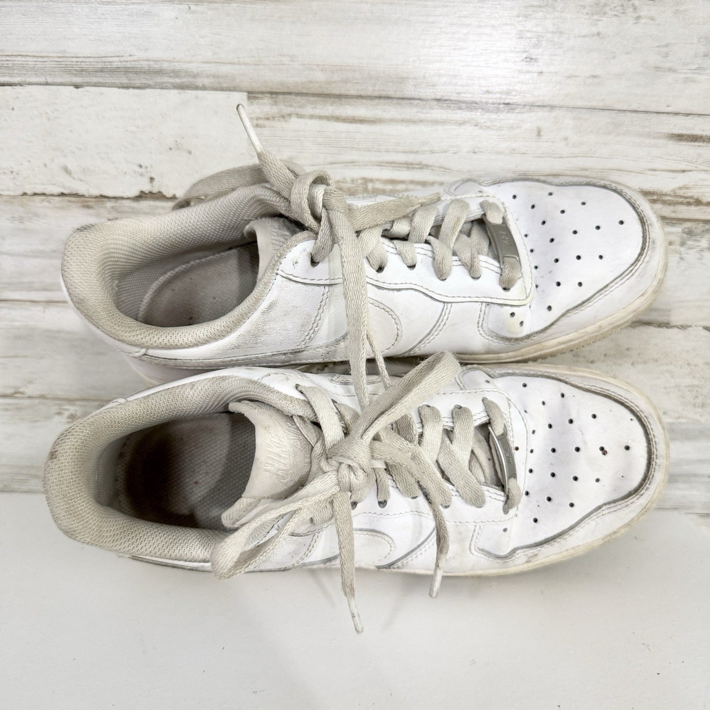 Nike Shoes Size 7.5 Air Force 1 White Leather Low Top Sneakers Lace Up Casual