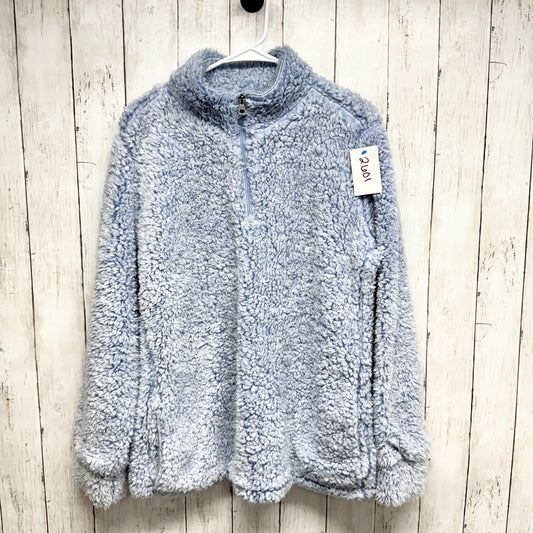 Weatherproof Sweater Women Size Large Blue Sherpa Fleece Quarter Zip Pullover